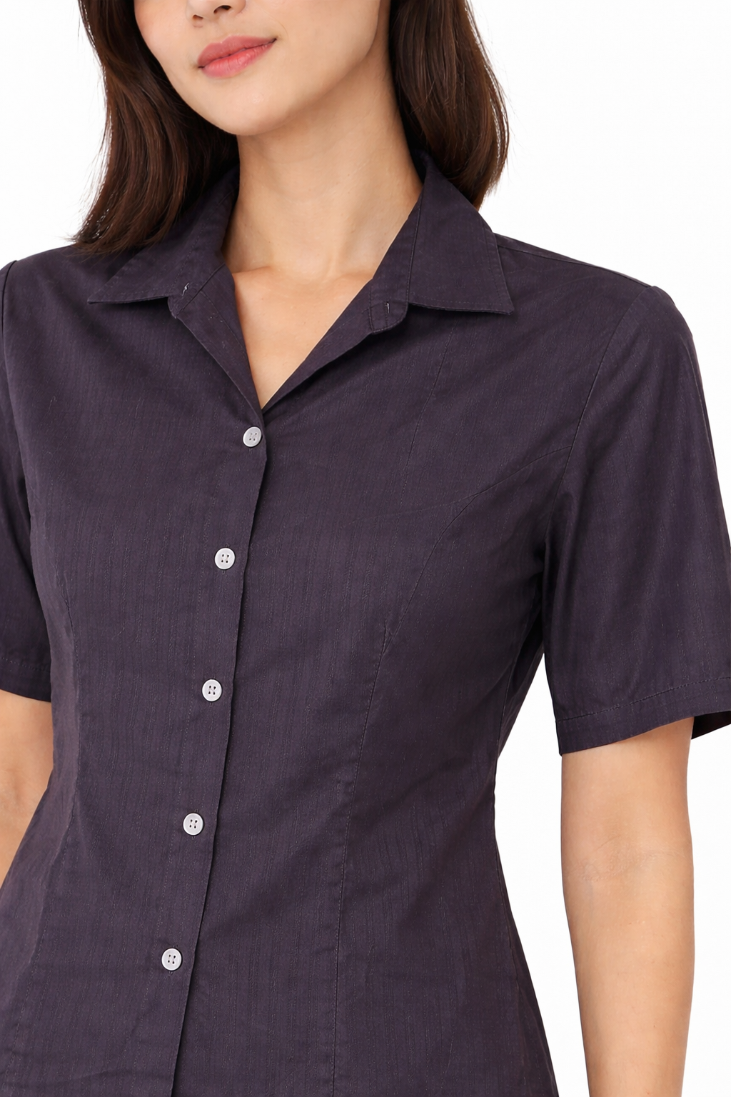 Women’s Tailored Short-Sleeve Button-Down Shirt – Charcoal Grey