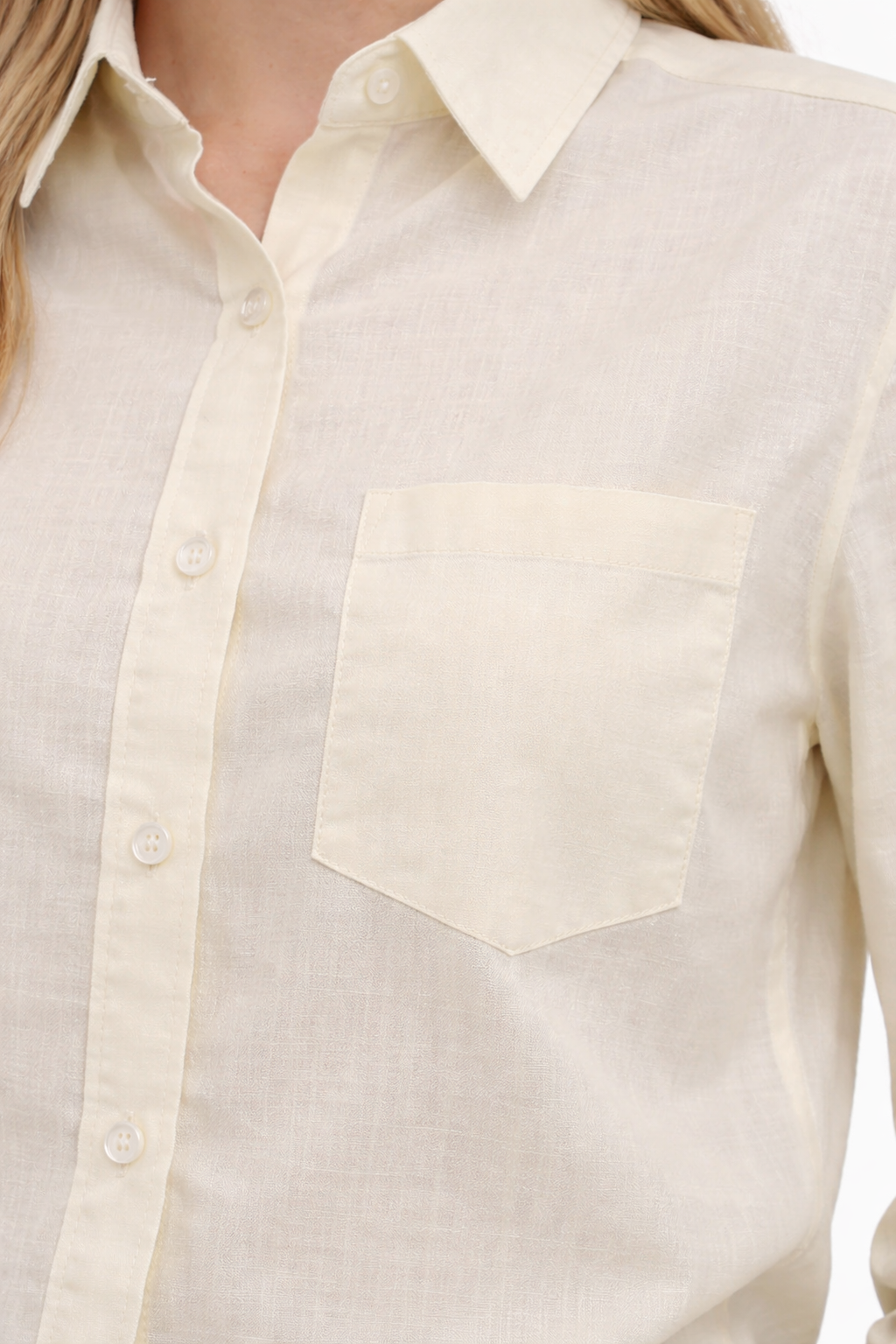 Women’s Cream Casual Linen-Blend Shirt