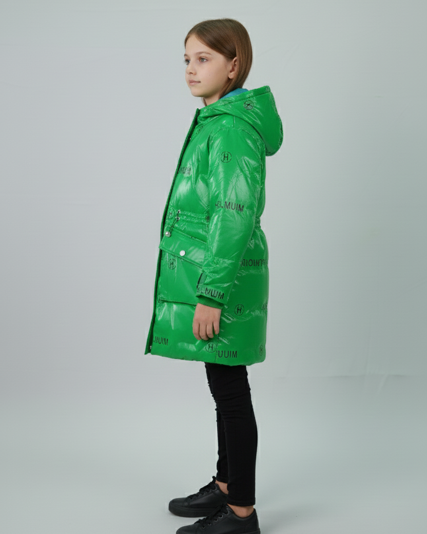 Balayuyan Kids Printed Hooded Down Jacket – Emerald Green