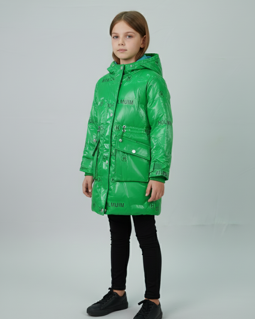 Balayuyan Kids Printed Hooded Down Jacket – Emerald Green