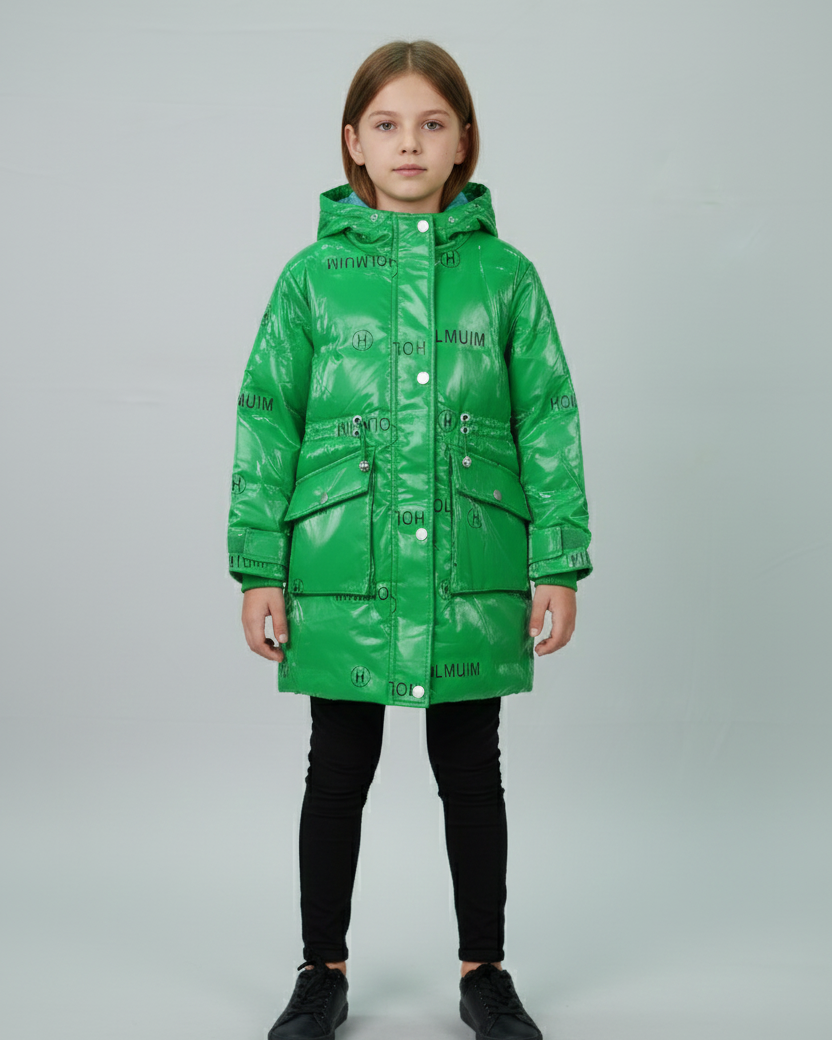 Balayuyan Kids Printed Hooded Down Jacket – Emerald Green
