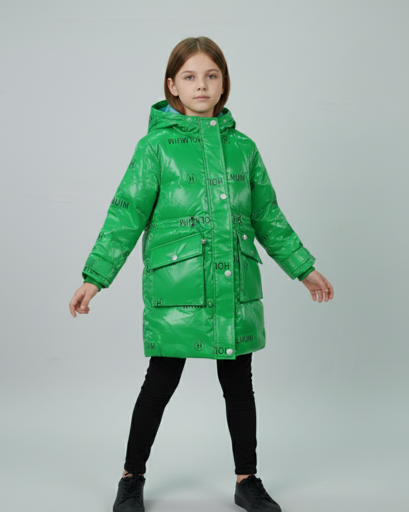 Balayuyan Kids Printed Hooded Down Jacket – Emerald Green