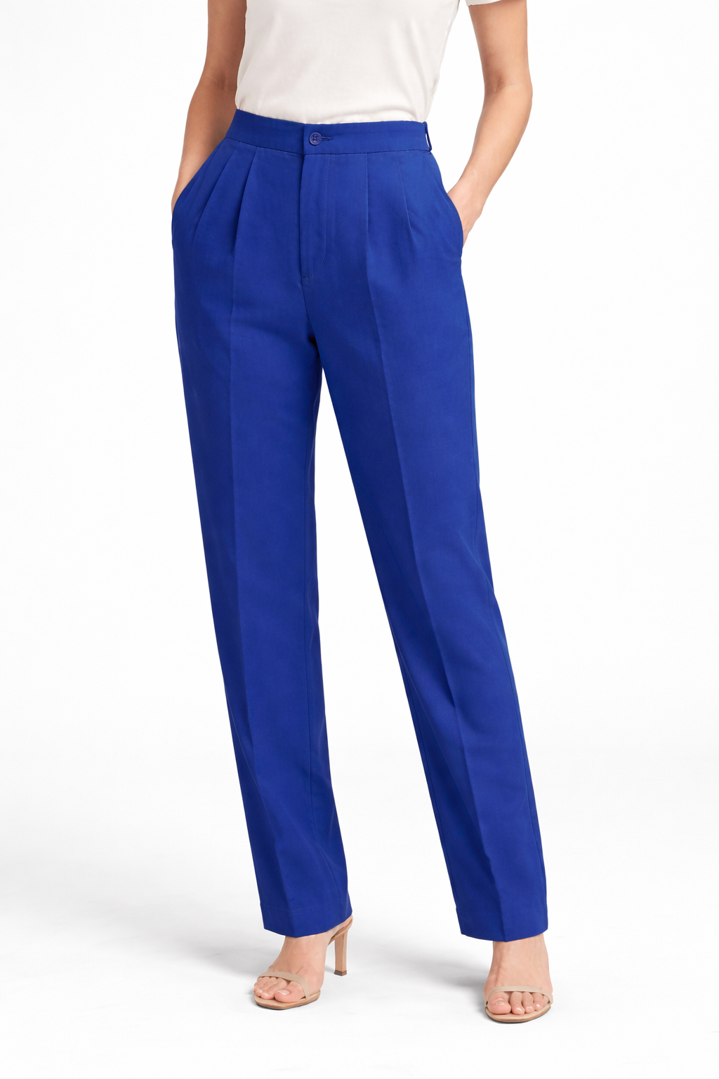 Women’s Cobalt Blue High-Waist Tailored Pleated Trousers
