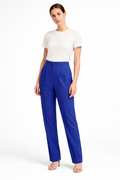Women’s Cobalt Blue High-Waist Tailored Pleated Trousers