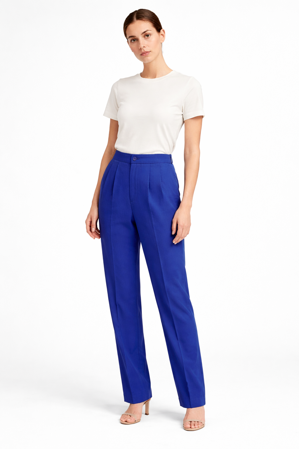 Women’s High-Waist Tailored Pleated Trousers – Cobalt Blue