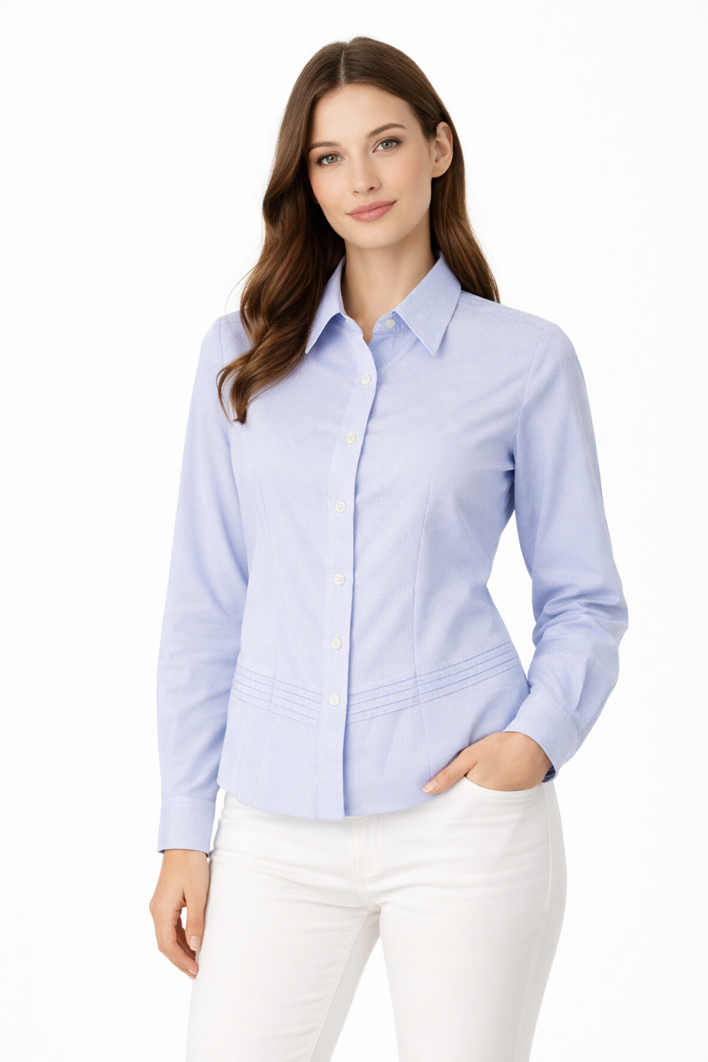 Women’s Light Blue Pinstripe Cotton Shirt