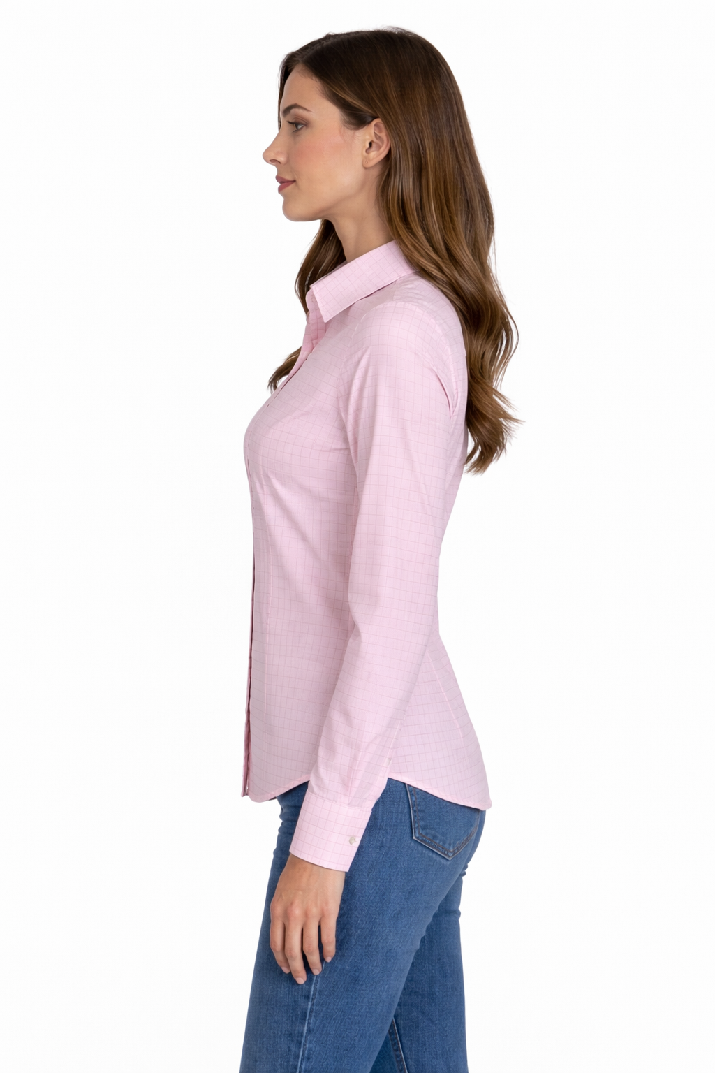 Women’s Light Pink Check Cotton Shirt