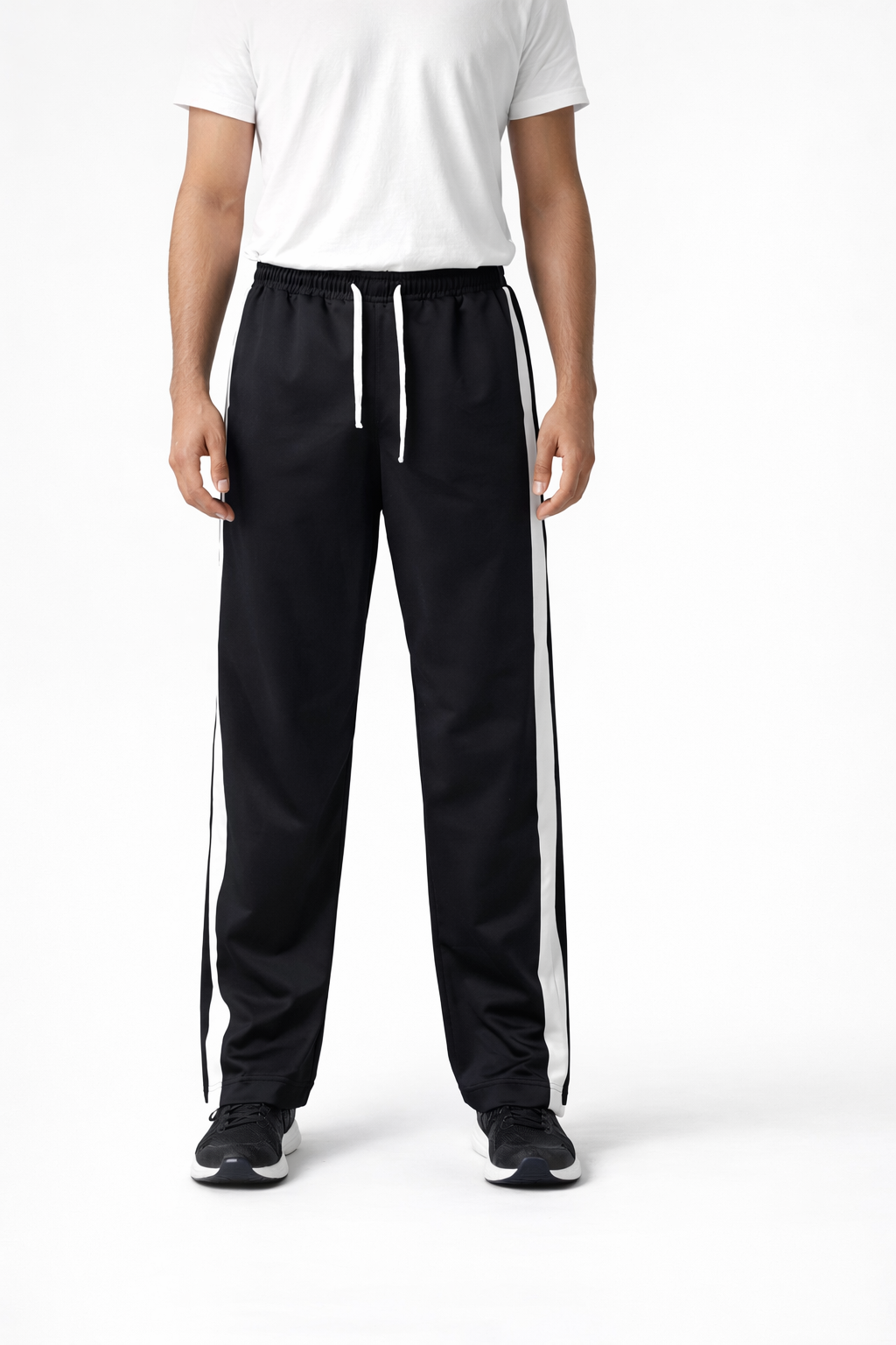 Men’s Black Side-Stripe Track Pants