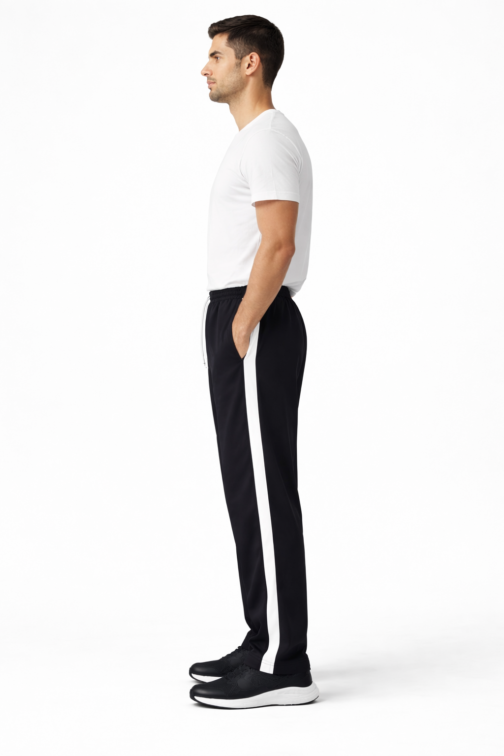 Men’s Black Side-Stripe Track Pants