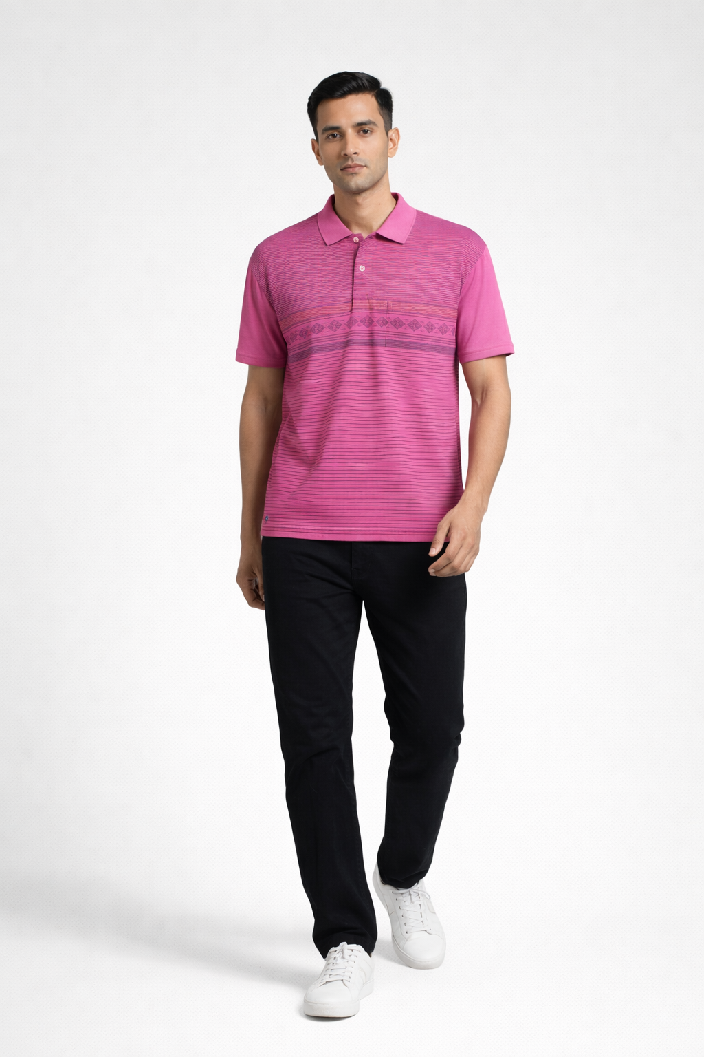 Men’s Premium Striped Polo T-Shirt pink