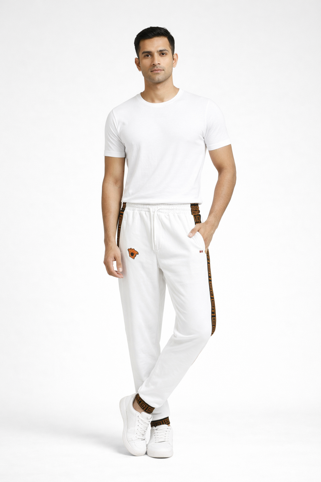 Men’s Premium White Tapered Track Pants