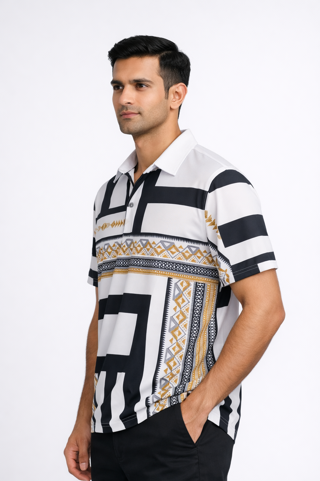 Men’s Printed Short-Sleeve Polo T-Shirt