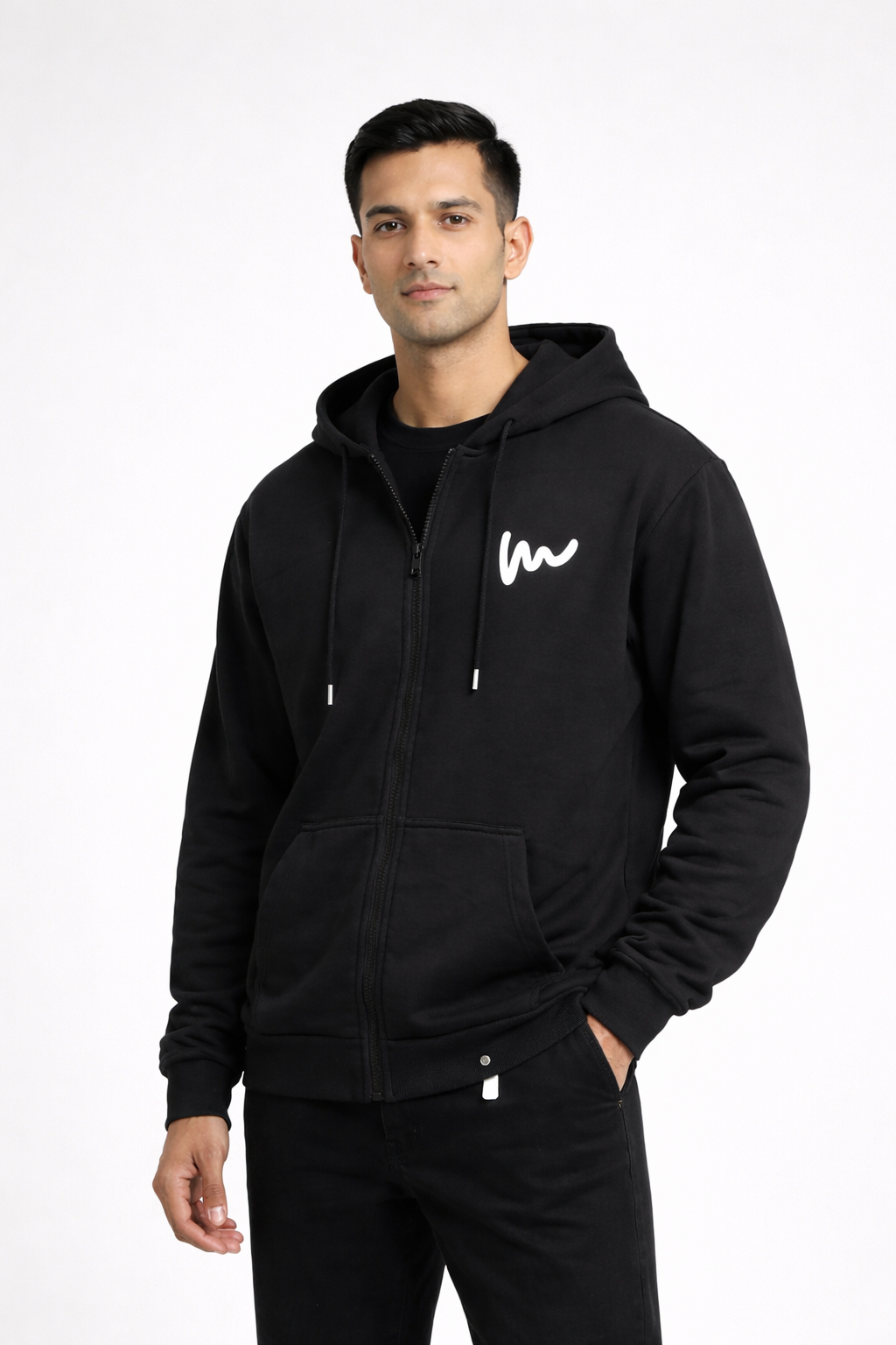 Men’s Printed Zip-Up Hoodie black