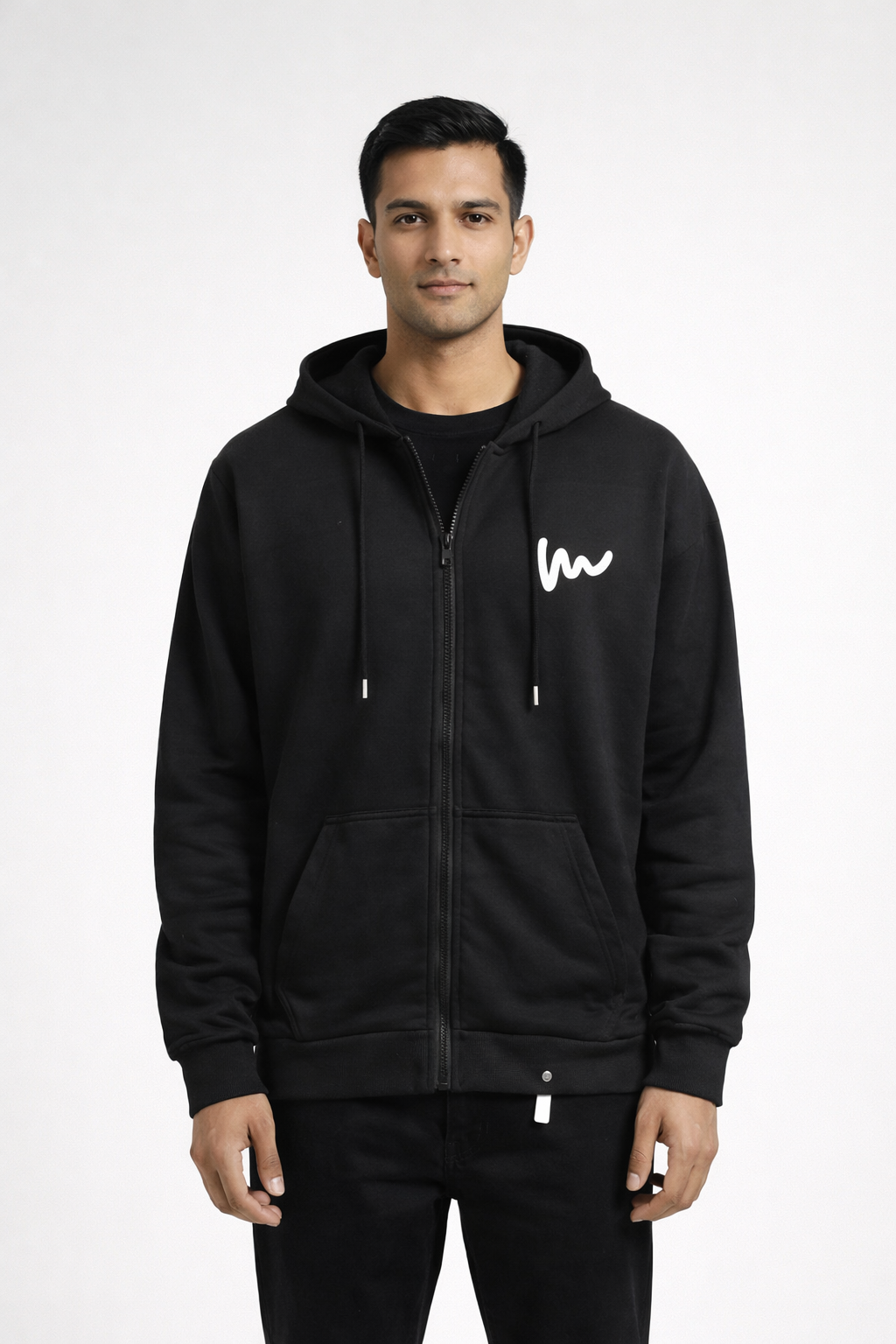 Men’s Printed Zip-Up Hoodie black