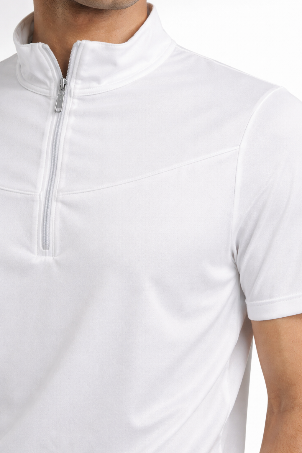 Men’s Slim-Fit Short-Sleeve Zip Polo Shirt White