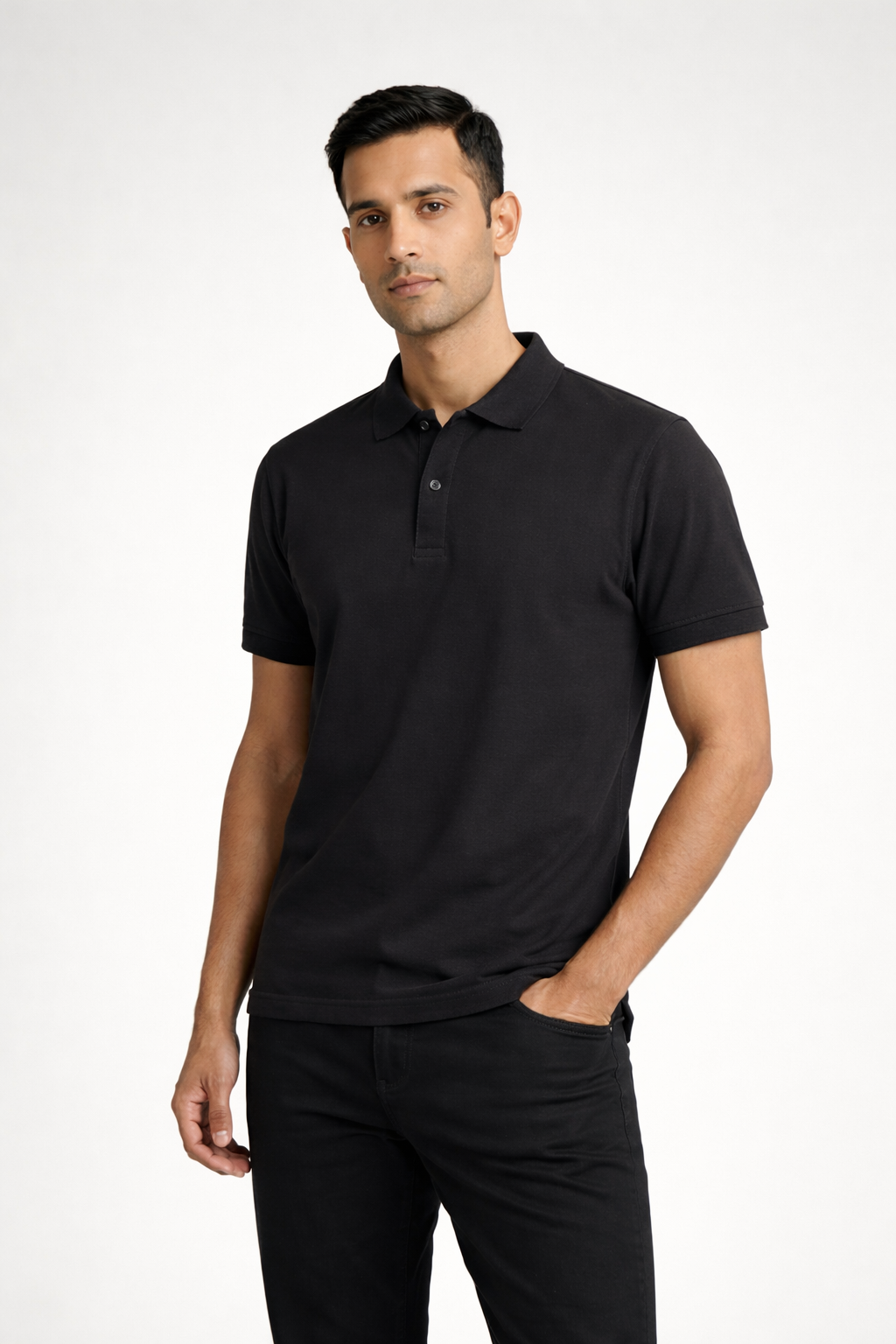 Men’s Solid Short-Sleeve Polo Shirt black