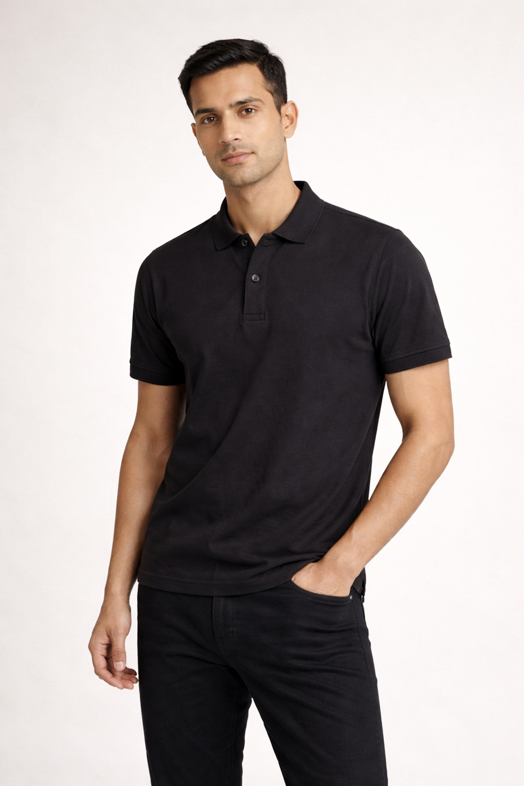 Men’s Solid Short-Sleeve Polo Shirt black