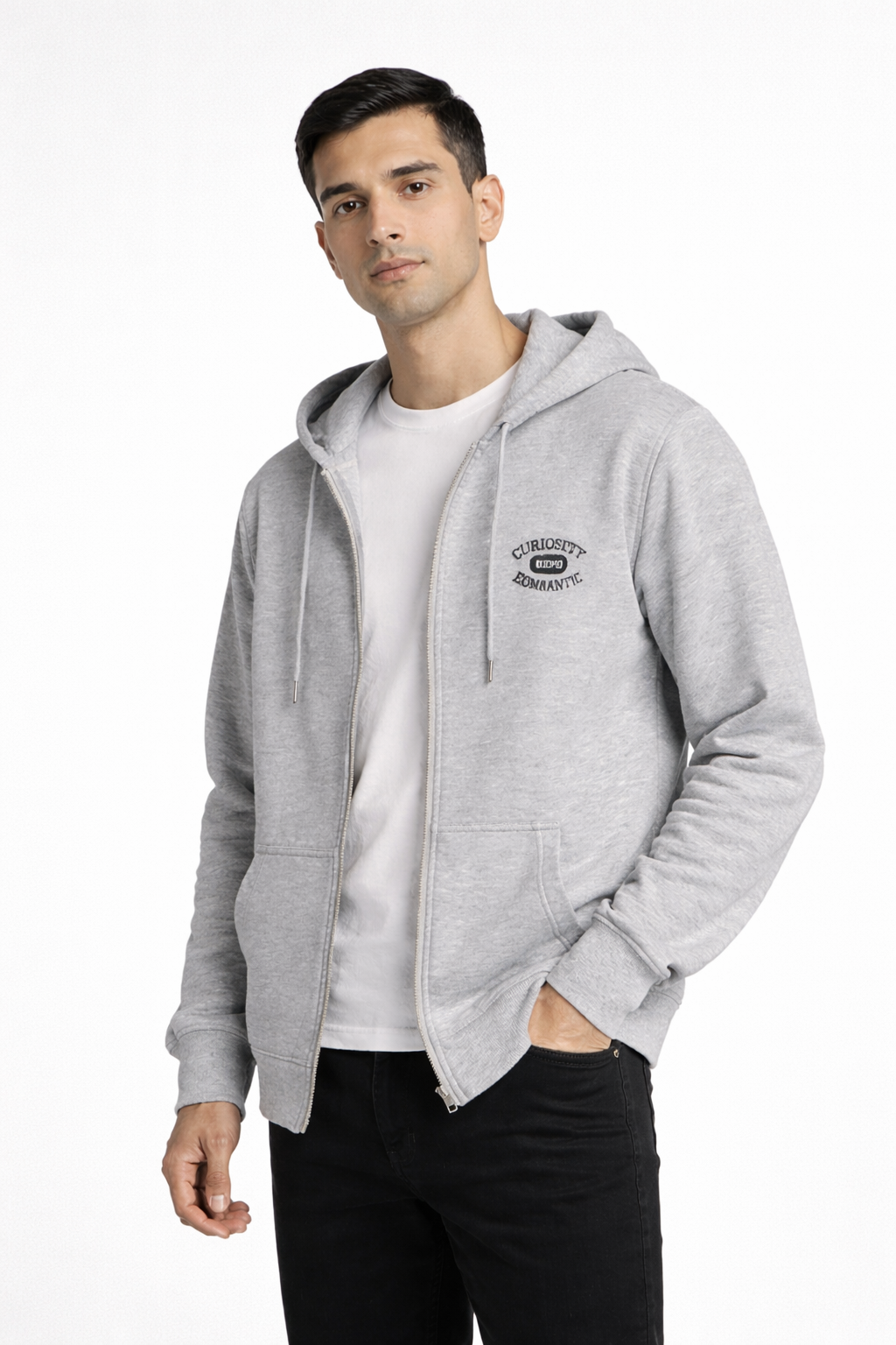 Men’s Zip-Up Hooded Sweatshirt Grey