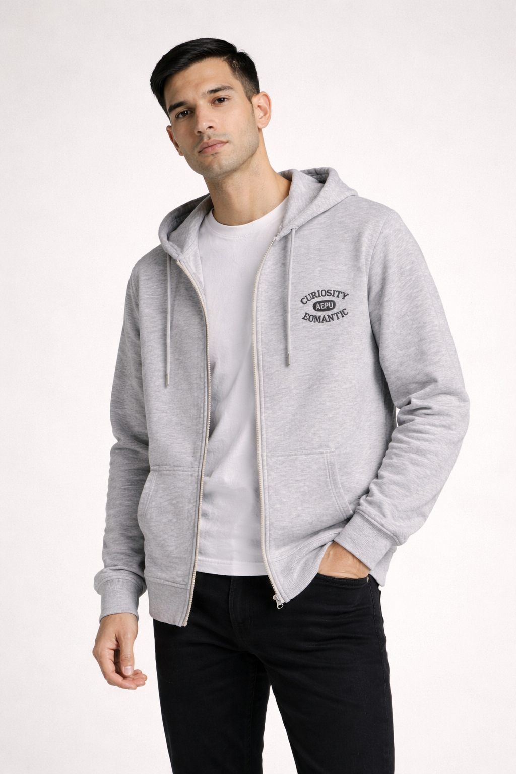 Men’s Zip-Up Hooded Sweatshirt Grey