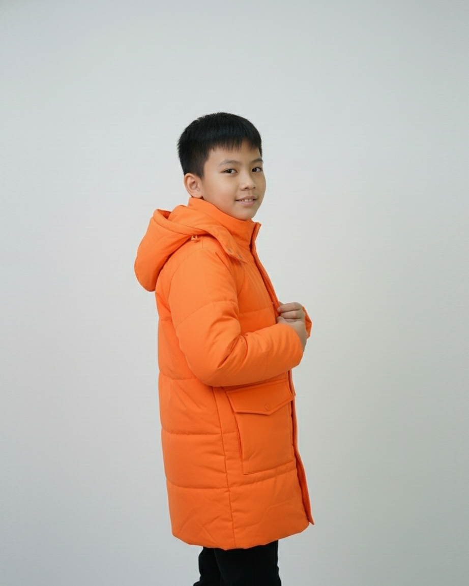 Balayuyan Kids Printed Hooded Down Jacket – Orange