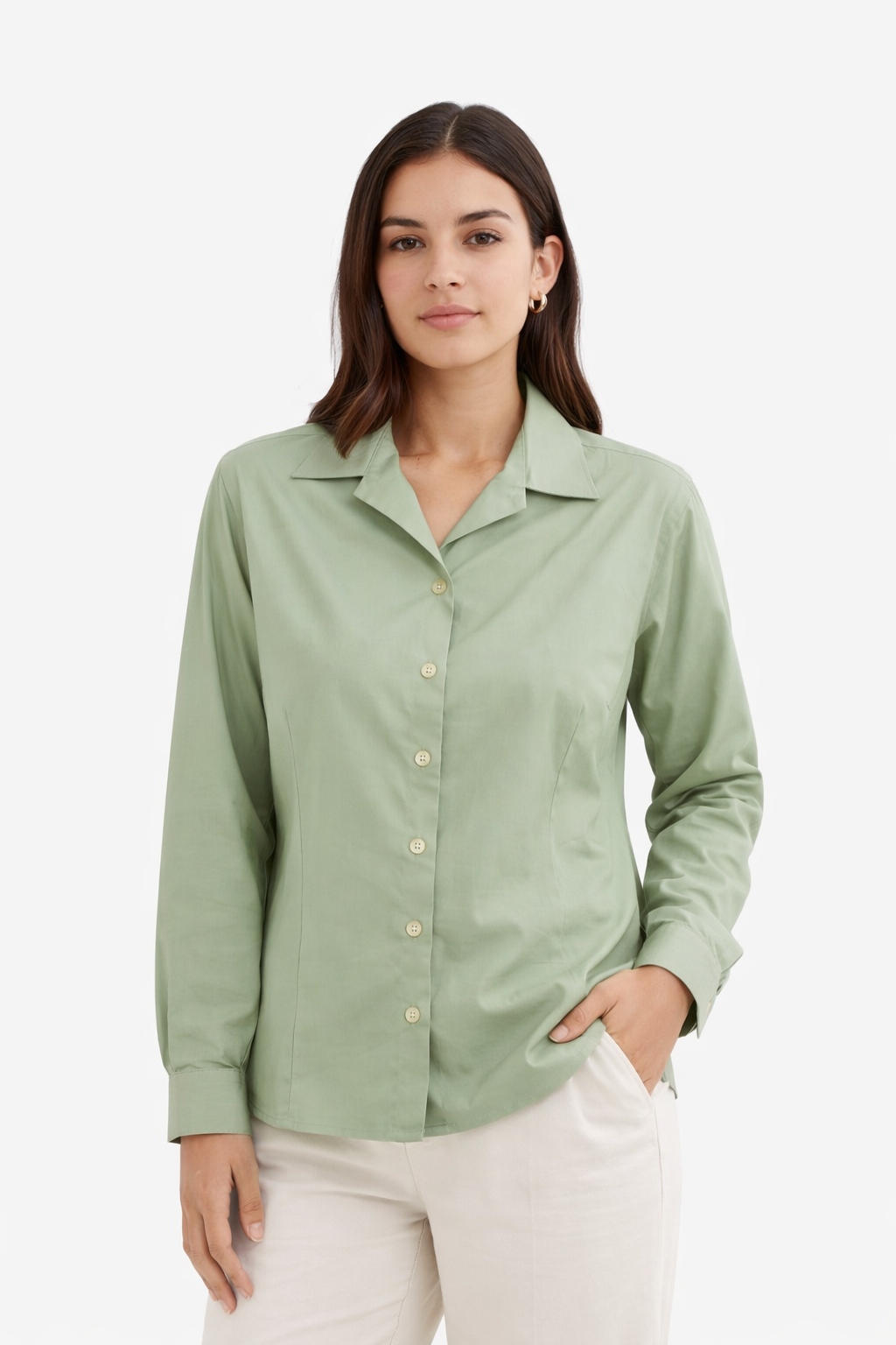 Women’s Sage Green Cotton Shirt