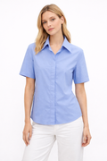 Women’s Tailored Short-Sleeve Button-Down Shirt – Sky Blue
