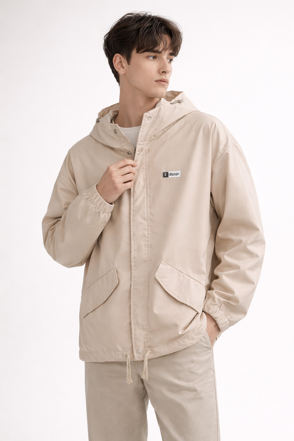 Stealth Edge Hooded Jacket – Ivory Beige
