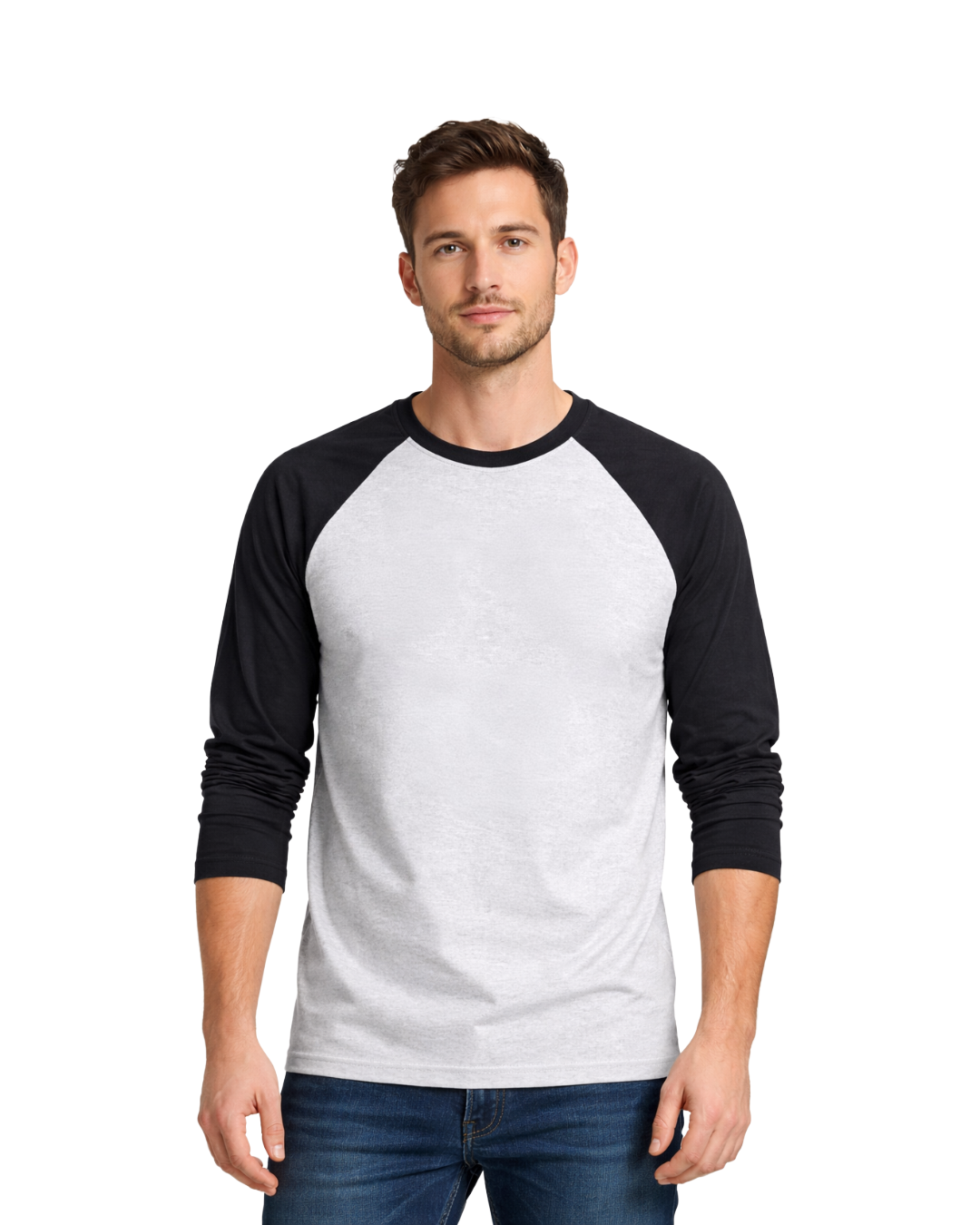 Men’s Grey & Black Raglan Full Sleeve Graphic T-Shirt