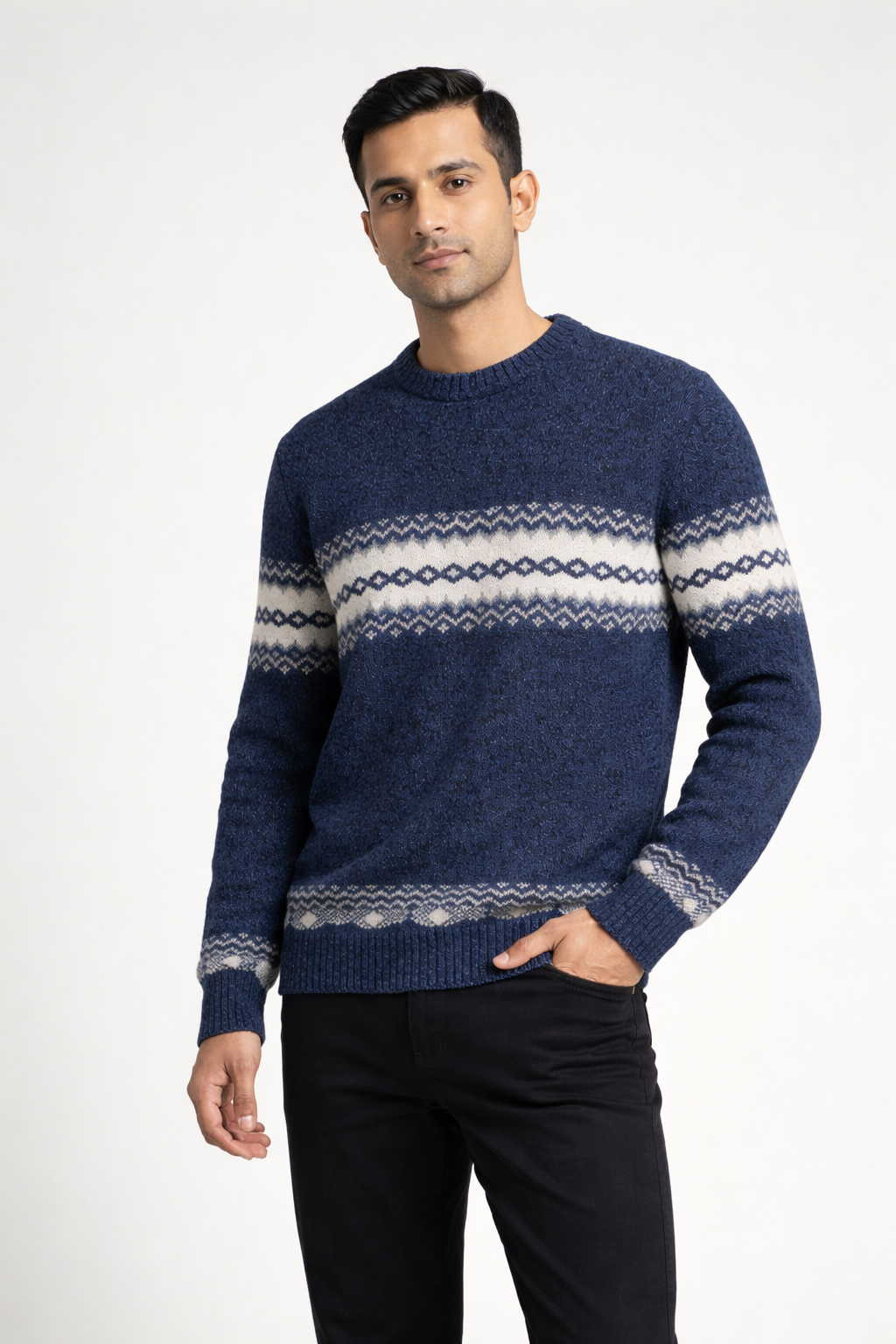 Men’s Patterned Crew-Neck Sweater