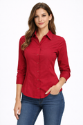 Wine Red Women’s Formal Cotton Shirt – Tailored Fit