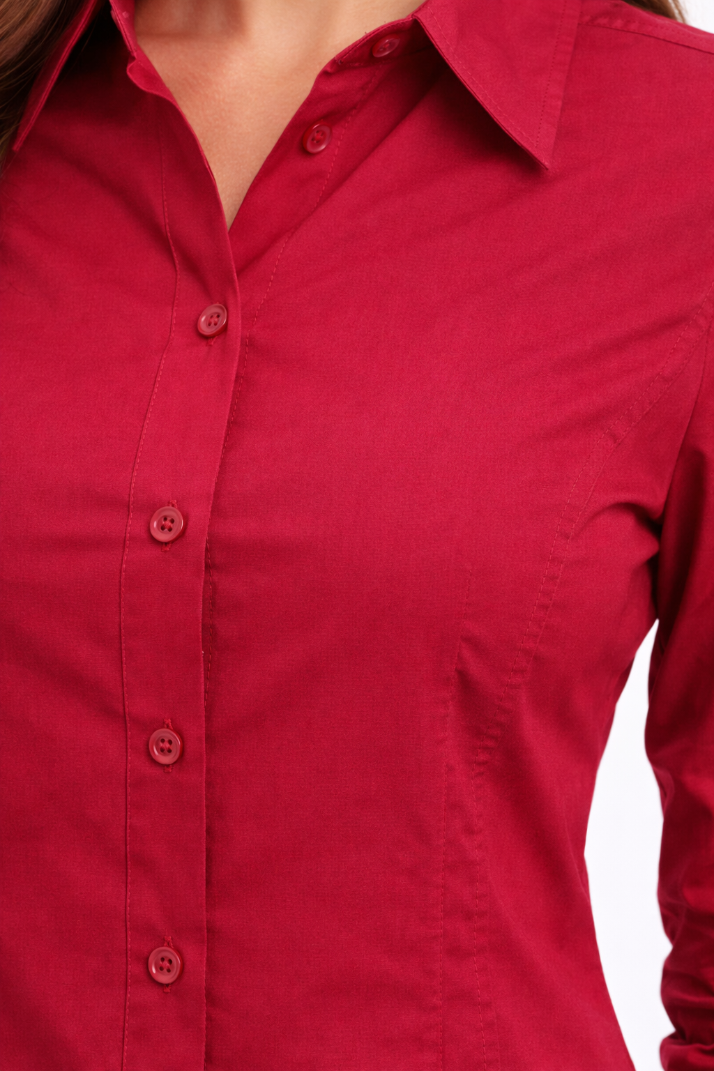 Wine Red Women’s Formal Cotton Shirt – Tailored Fit