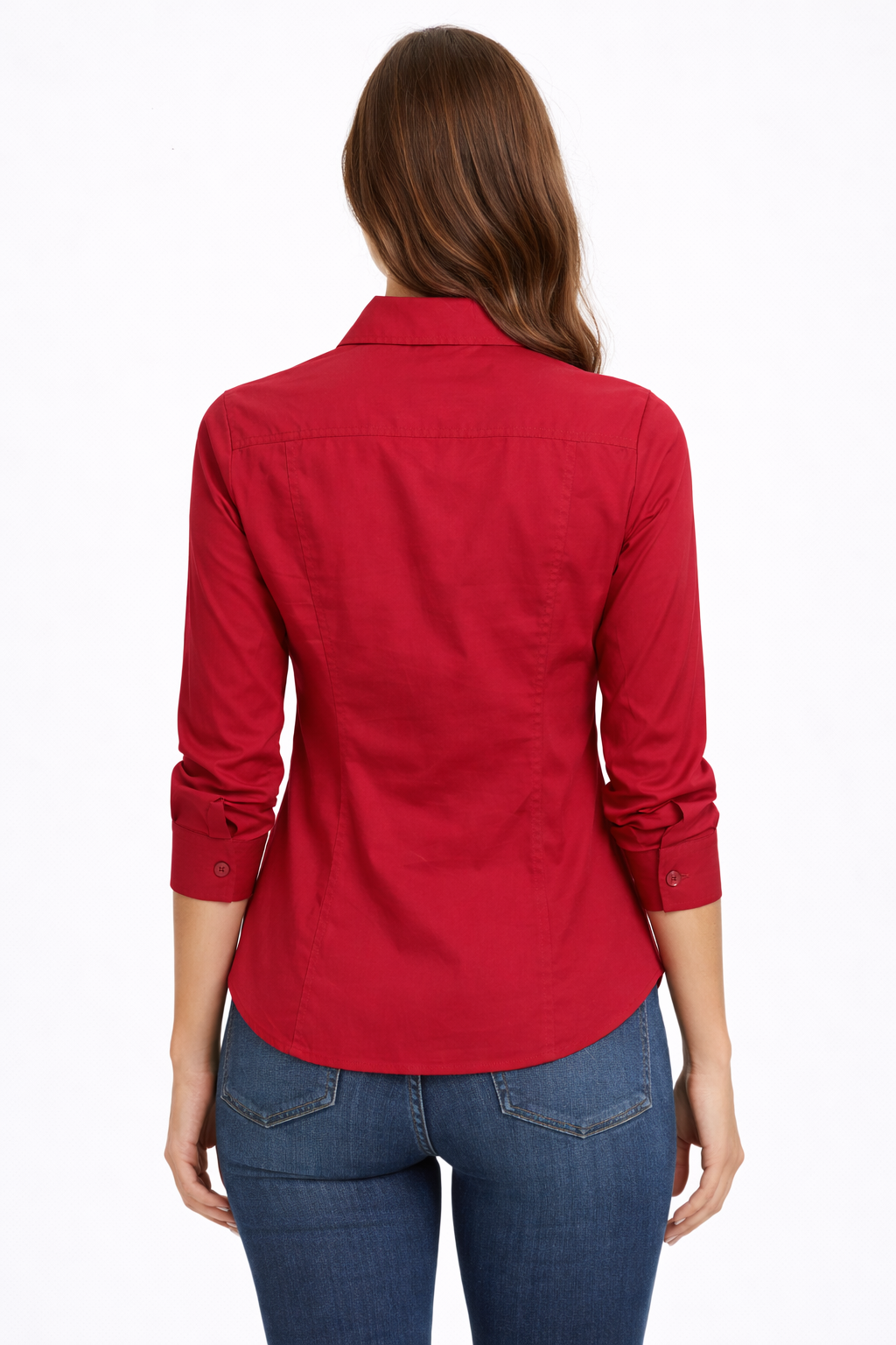 Wine Red Women’s Formal Cotton Shirt – Tailored Fit