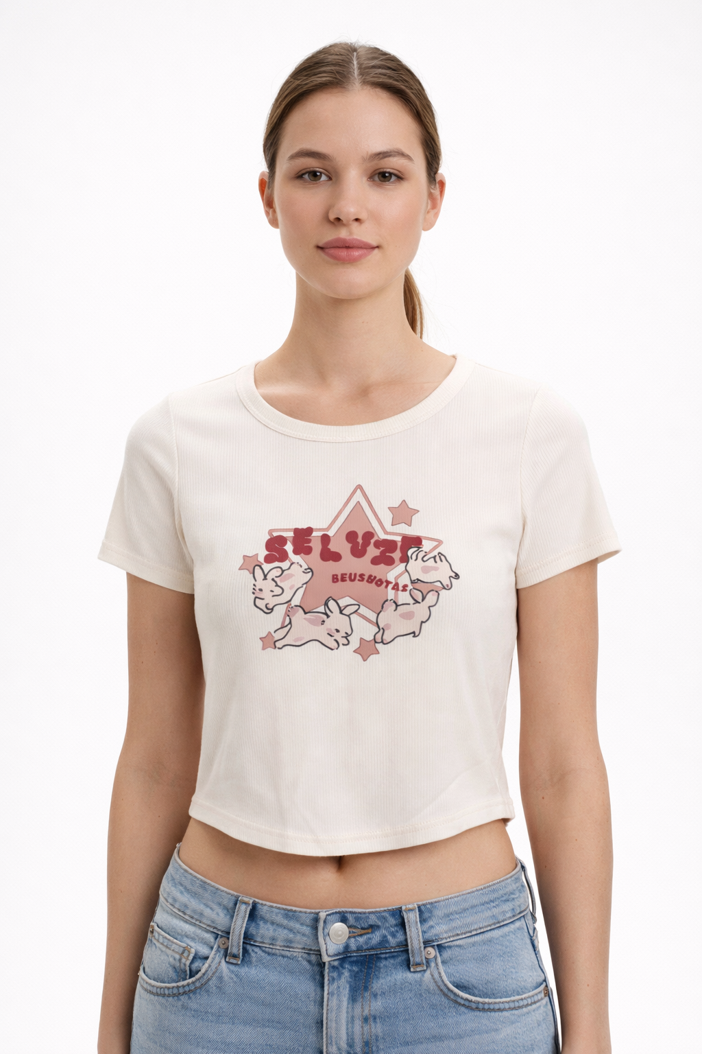 Women’s Printed Ribbed Crop Top