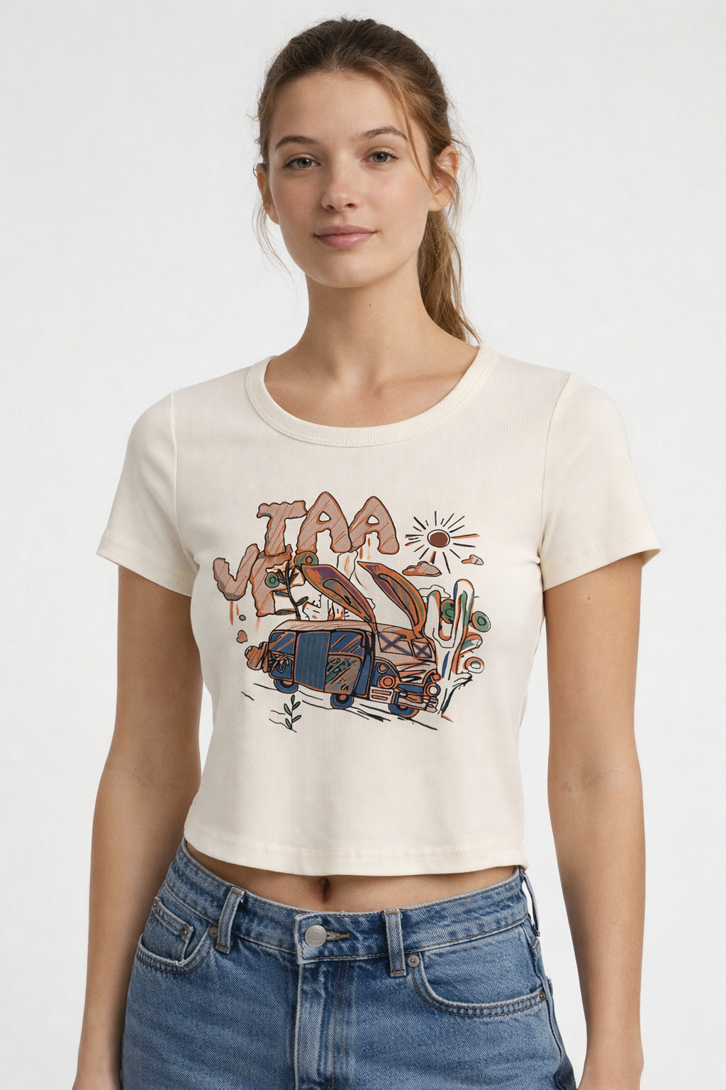 Women’s Printed Short-Sleeve Crop Top