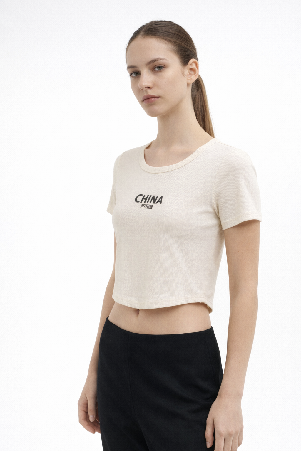 Women’s Ribbed Graphic Short-Sleeve Crop Top