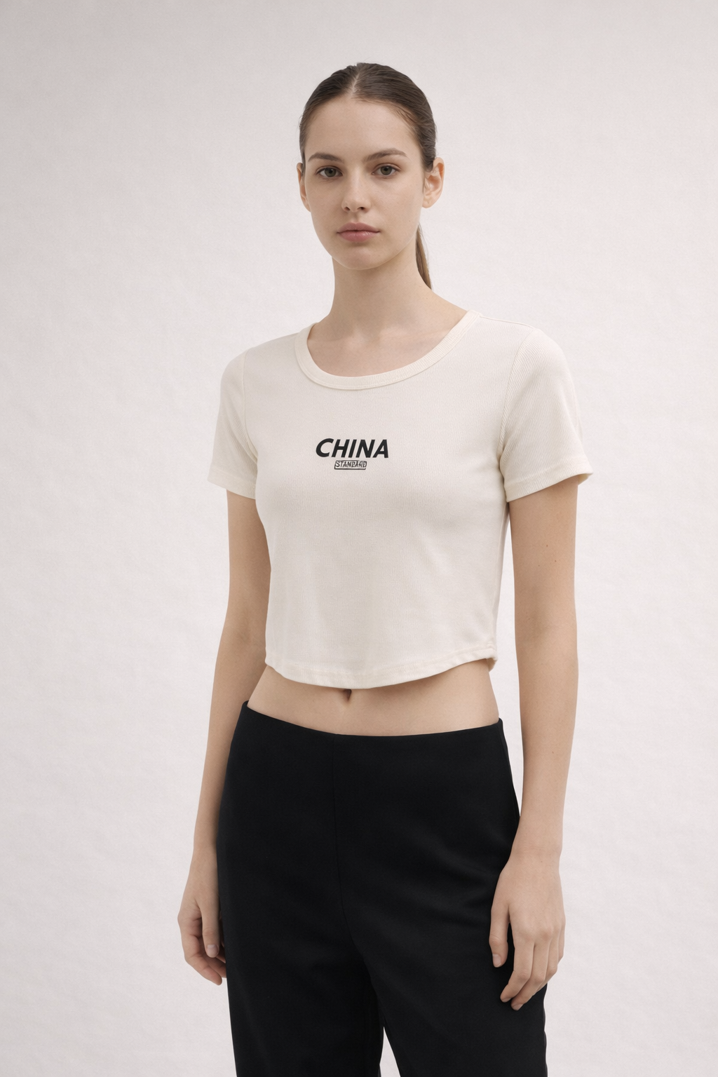 Women’s Ribbed Graphic Short-Sleeve Crop Top