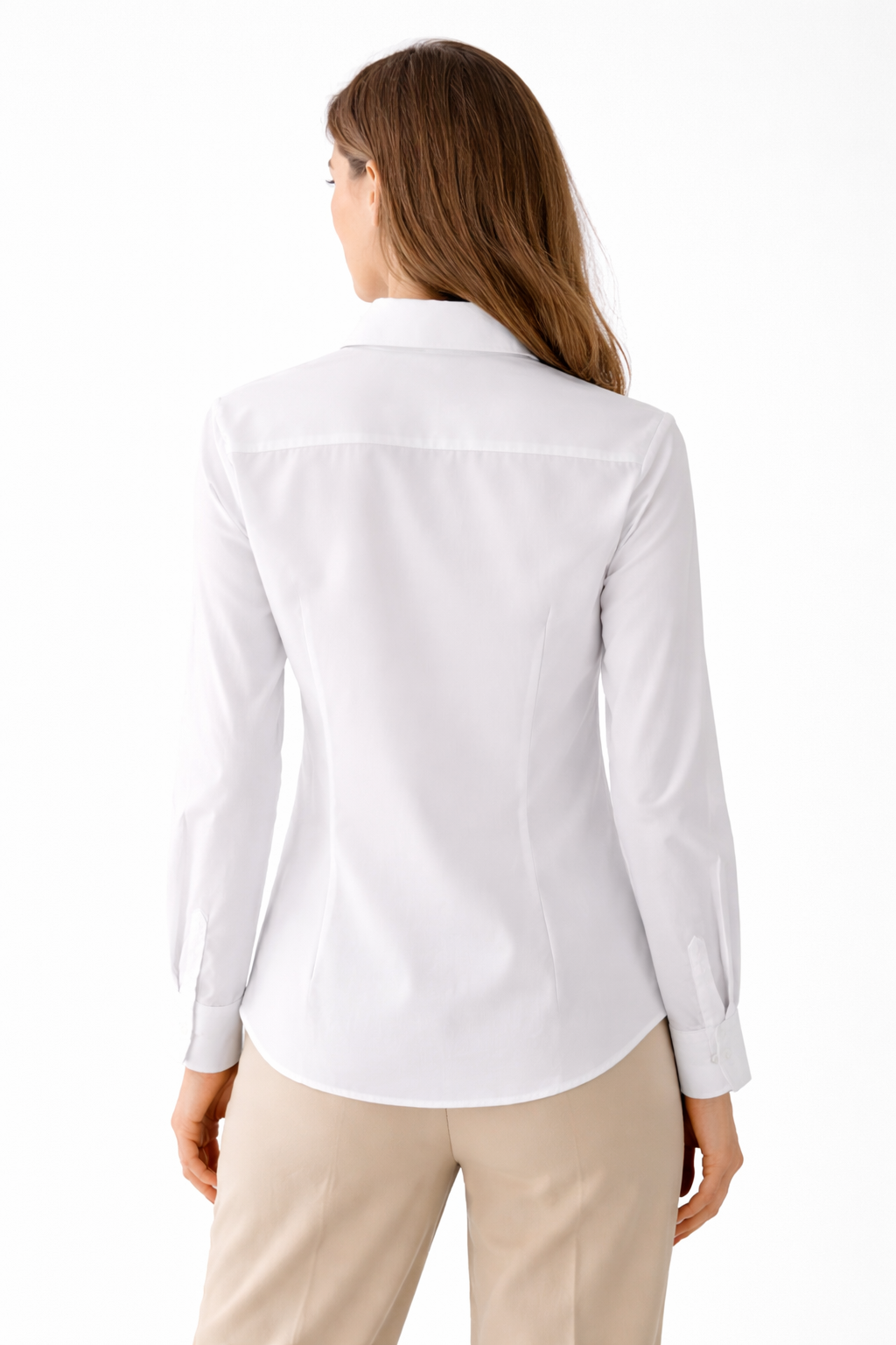 Women’s Solid Classic White Formal Shirt – Premium Cotton Poplin