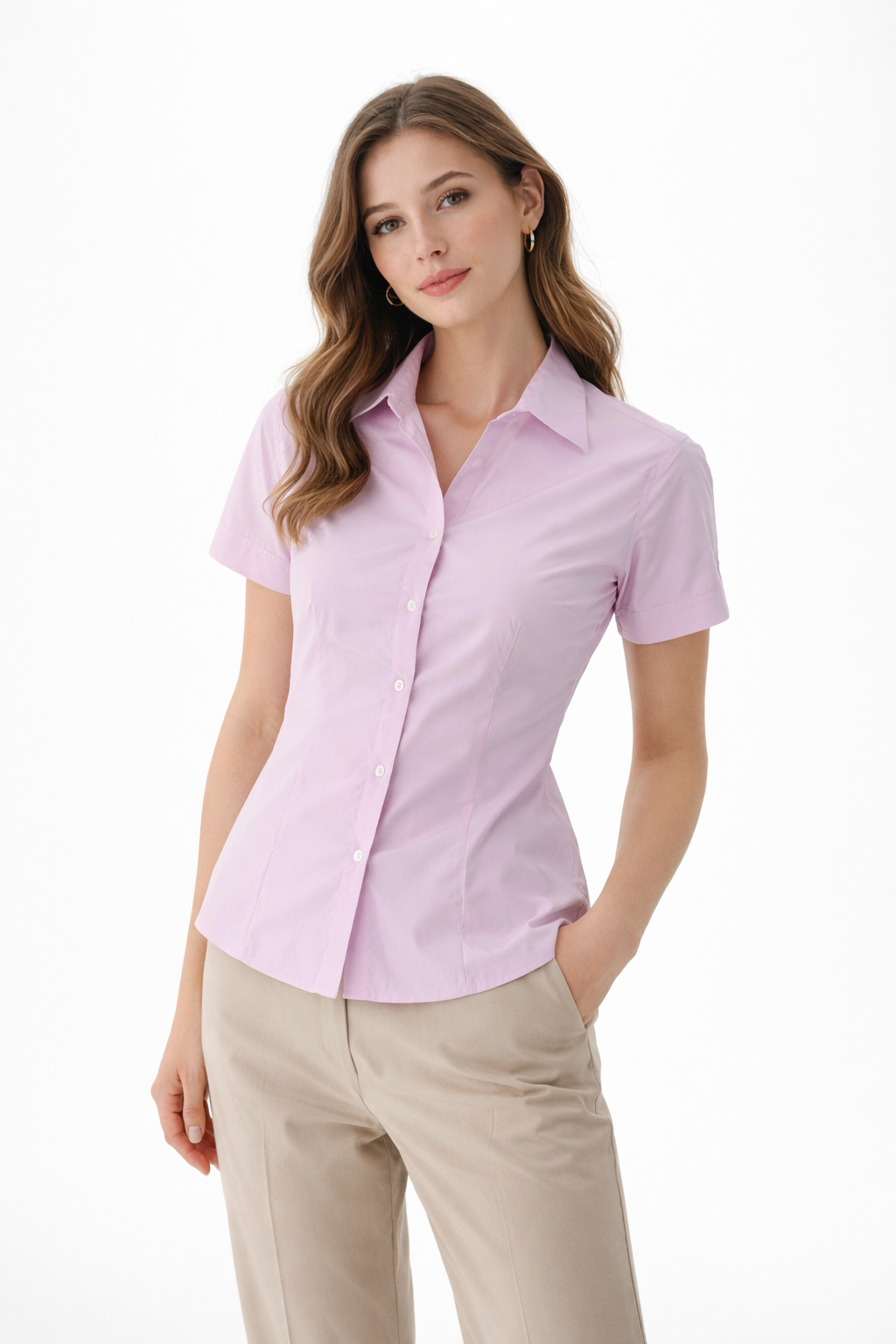 Women’s Lilac Short Sleeve Formal Shirt
