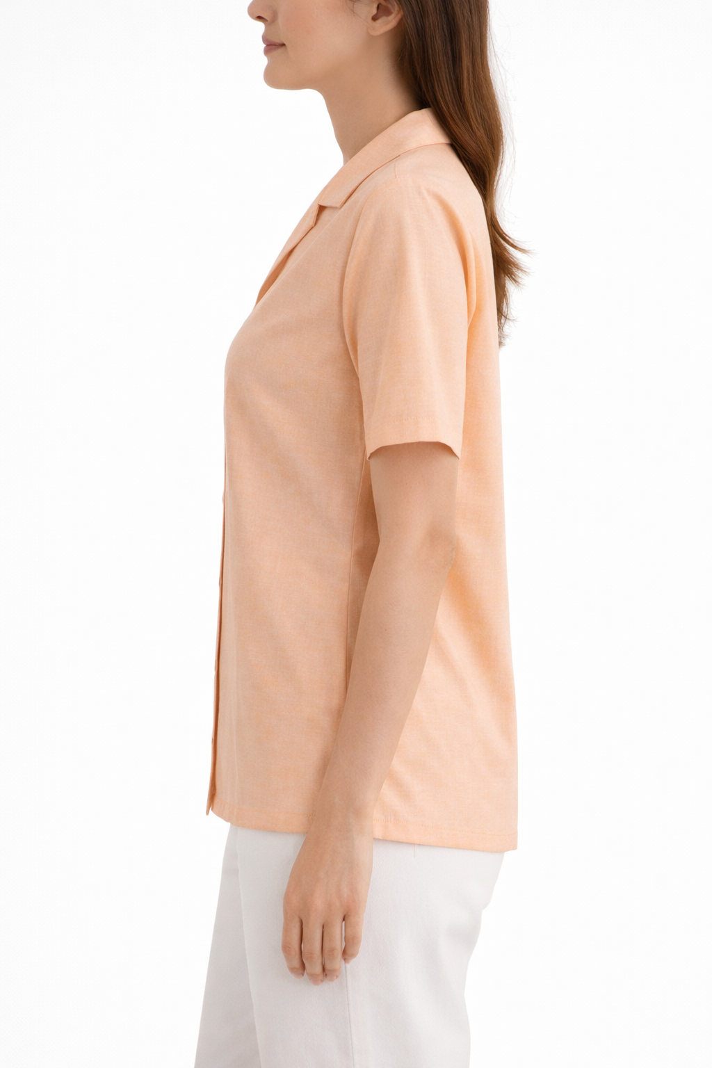 Women’s Solid Short Sleeve Shirt – Soft Peach (Cotton Blend)