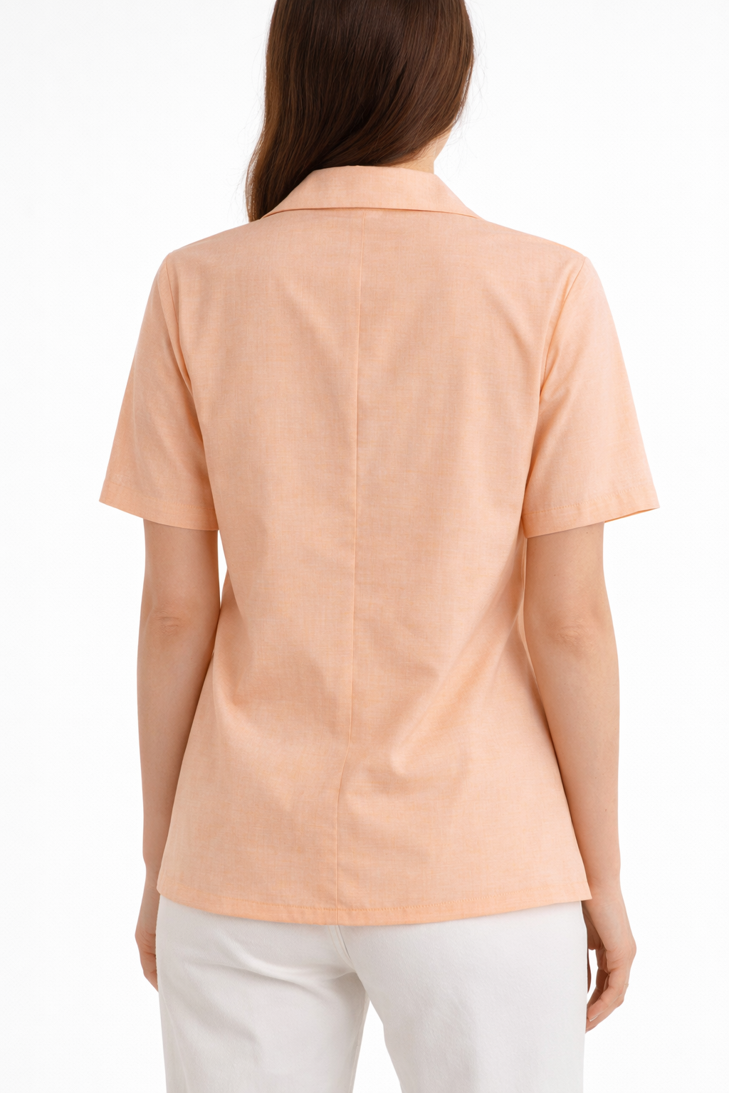 Women’s Solid Short Sleeve Shirt – Soft Peach (Cotton Blend)