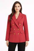 Women’s Double-Breasted Tailored Blazer – Wine Red