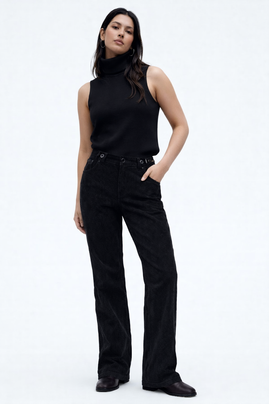 Women’s Black Corduroy Straight Leg Pants