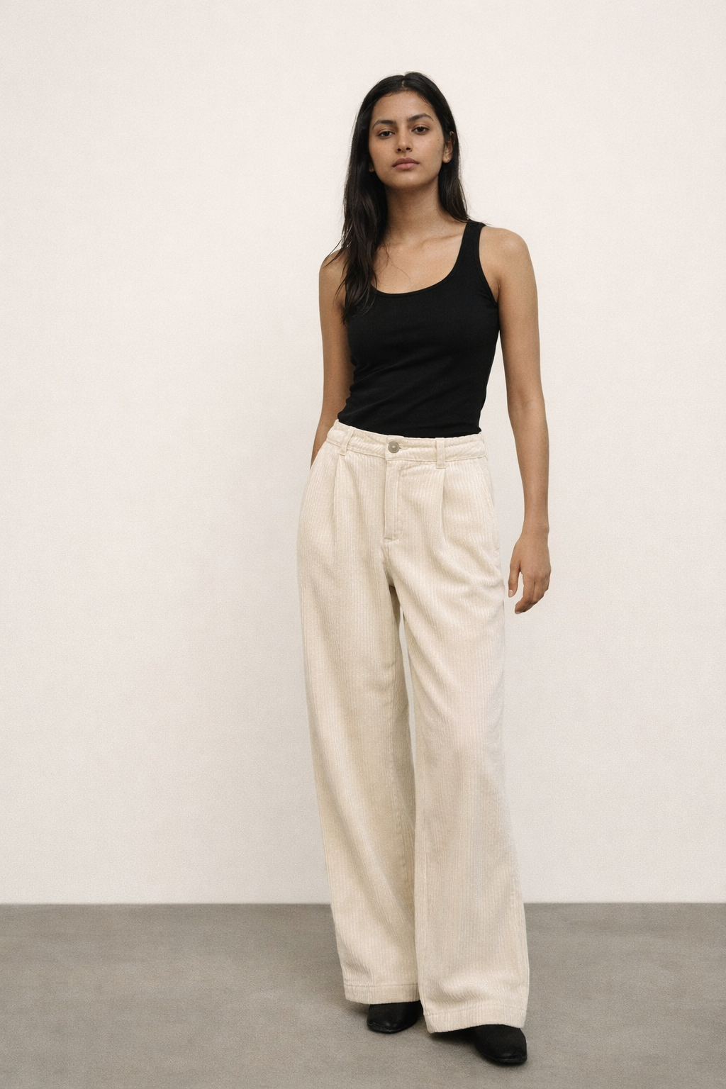 Women’s Cream Corduroy Wide Leg Pants