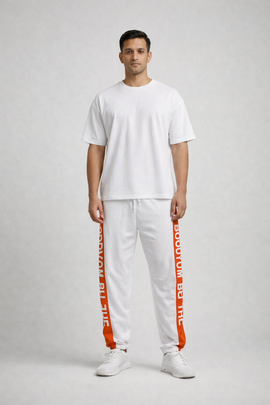 Men’s Printed Side-Panel Track Pants White