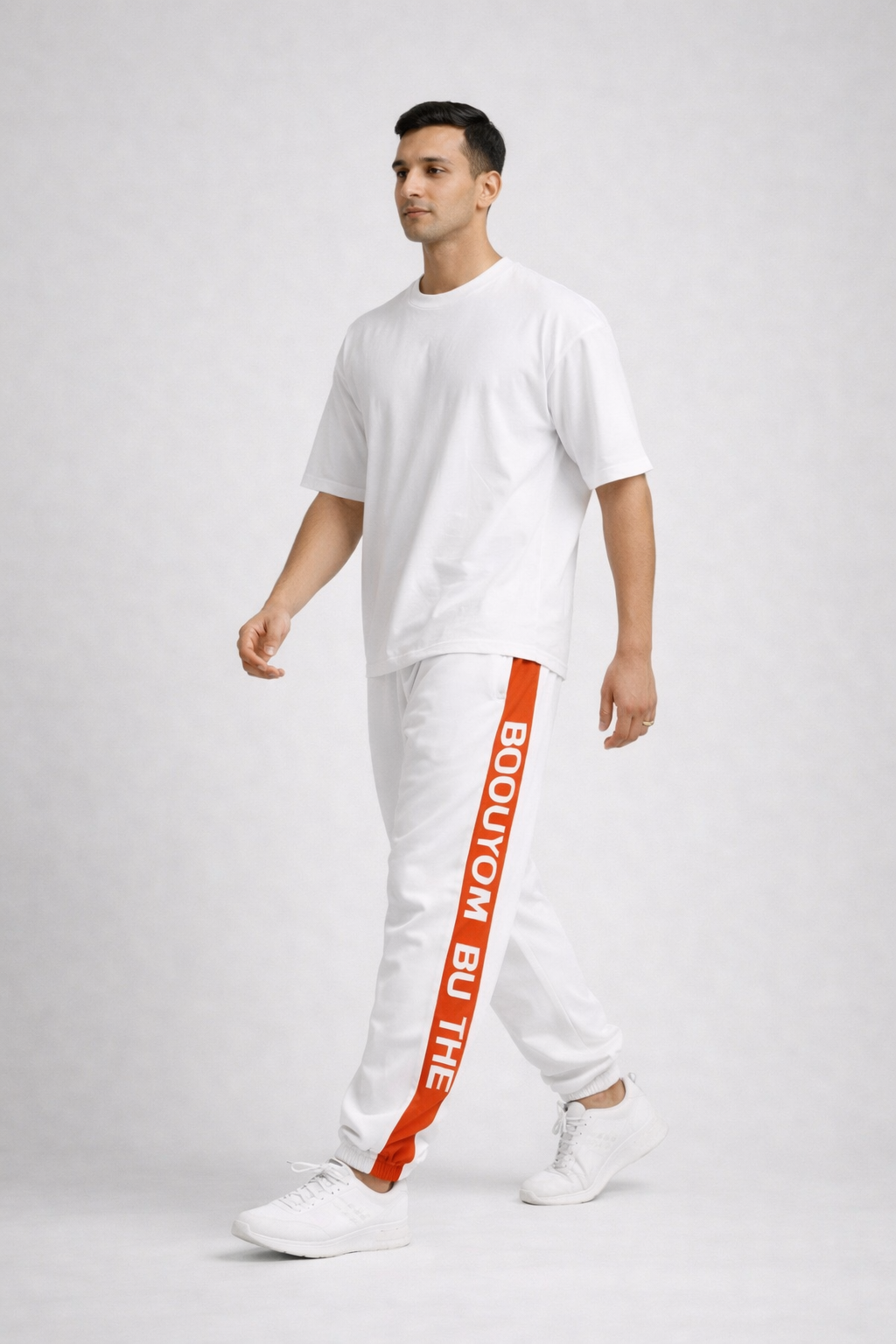 Men’s Printed Side-Panel Track Pants White