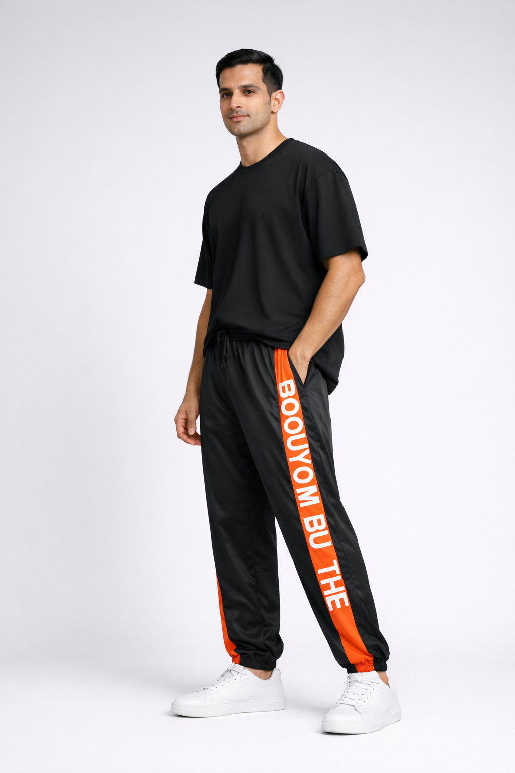 Men’s Contrast Panel Track Pants black