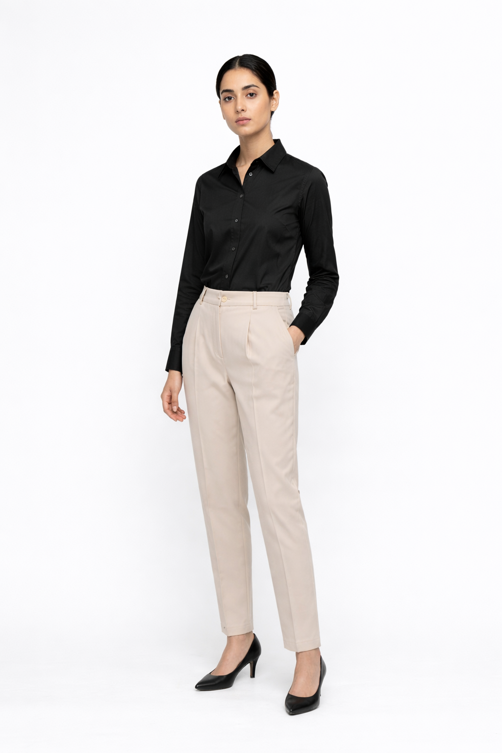 Women’s Beige Tailored Formal Trousers