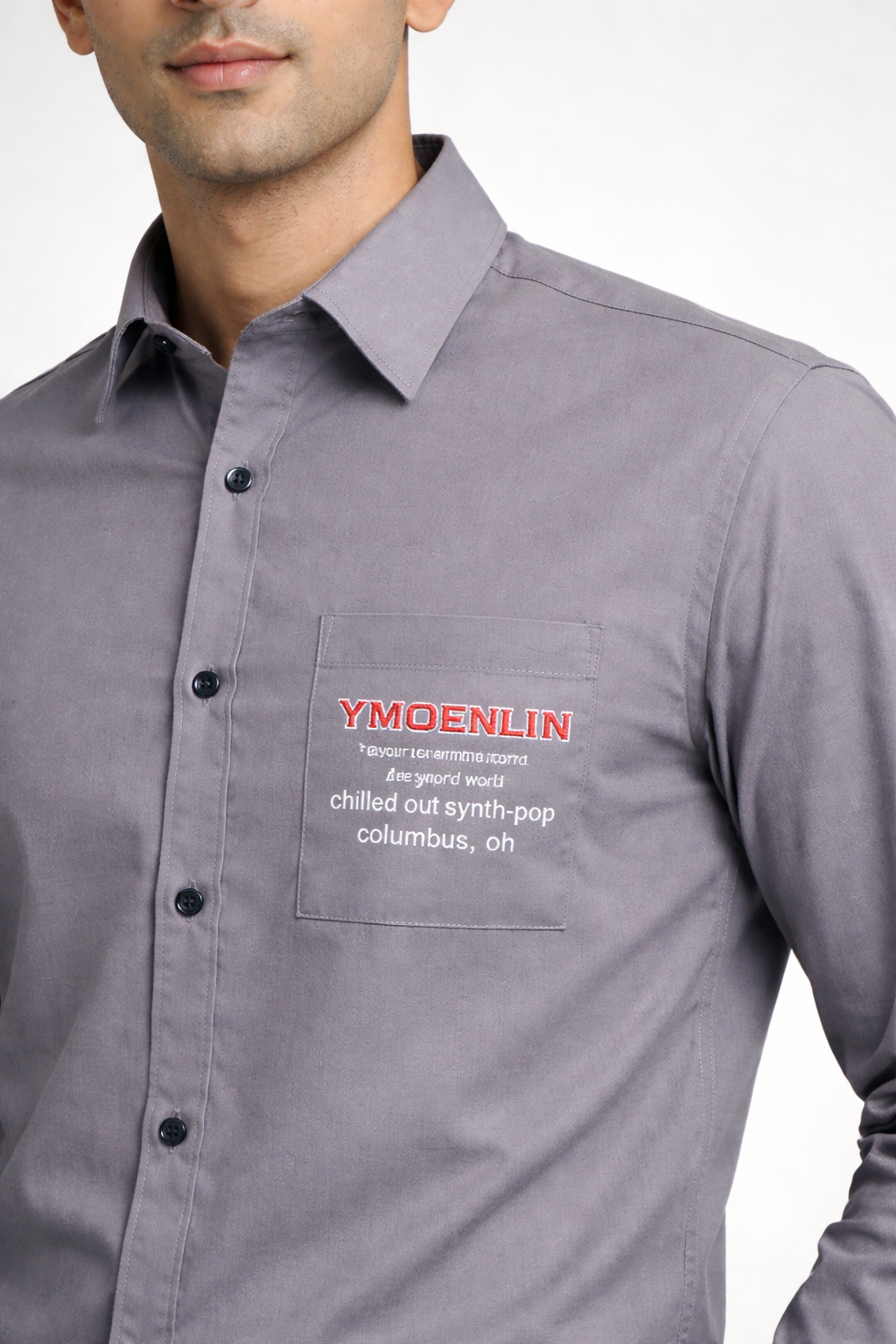 Men’s Printed Pocket Long-Sleeve Shirt