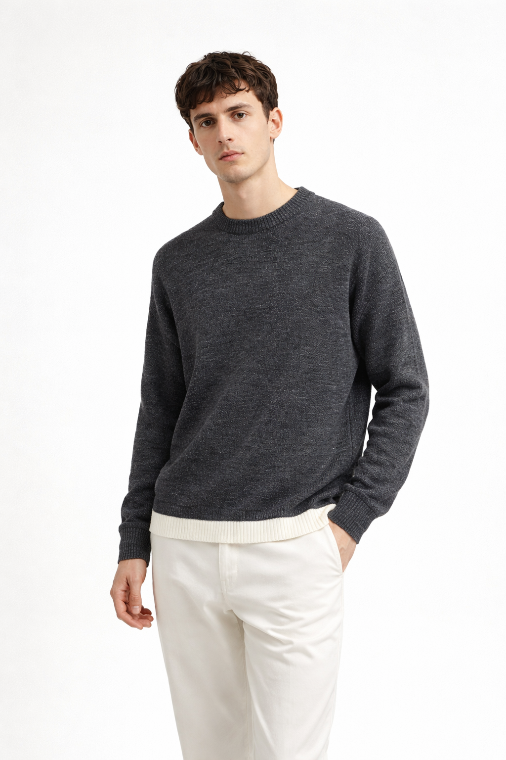 Men’s Classic Knit Sweater – Dark Grey