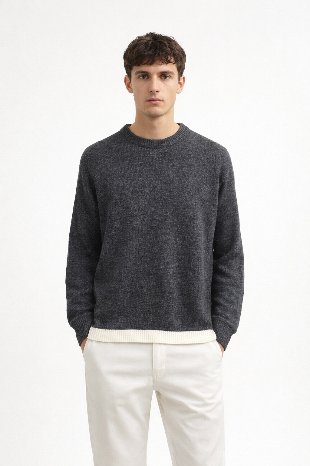 Men’s Classic Knit Sweater – Dark Grey